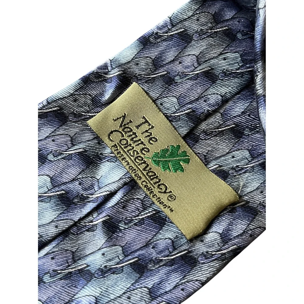 THE NATURE CONSERVANCY Hand Sewn Silk MENS NECK TIE African Elephant GRAY/VIOLET